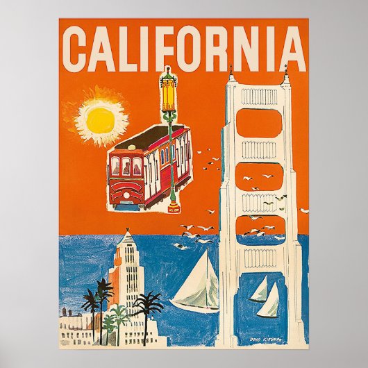 Californische kust, toeristische attracties, vinta poster (Voorkant)