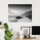 Californische kustfoto zwart-wit poster (Thuiskantoor)