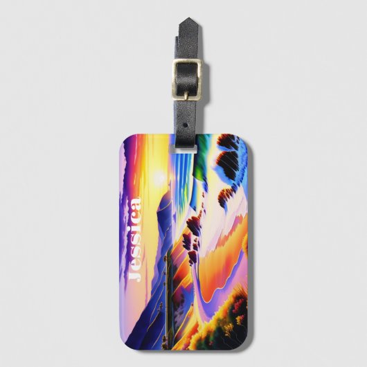 Californische kustzonsondergang - speciaal geperso bagagelabel (Voorkant (verticaal))