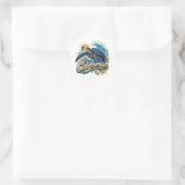 Californische Leatherback-schildpad Kustkunst Ronde Sticker (Tas)