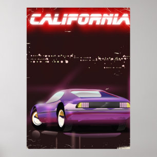 Californische neon Supercar poster uit de jaren 80