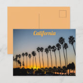 Californische palmbomen op het strand op zonsonder briefkaart (Voorkant / Achterkant)