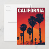 Californische Palmbomen Zonsondergang Retro Briefkaart (Voorkant / Achterkant)