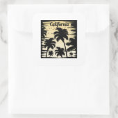 Californische palmboom vierkante sticker (Tas)