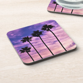 Californische palmboom zonsondergang bier onderzetter