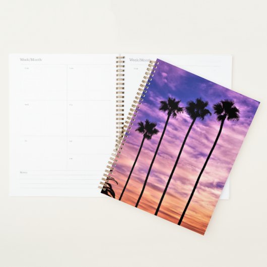Californische palmboom zonsondergang planner (Display)