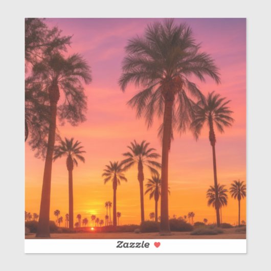 Californische palmboom zonsondergang sticker (Vel)