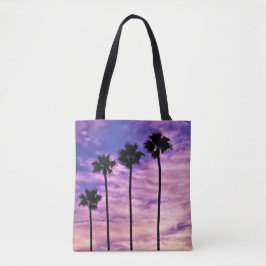 Californische palmboom zonsondergang tote bag