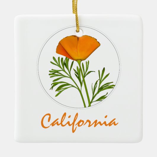 Californische pap in een Cirkel, 'Californische' t Keramisch Ornament (Voorkant)