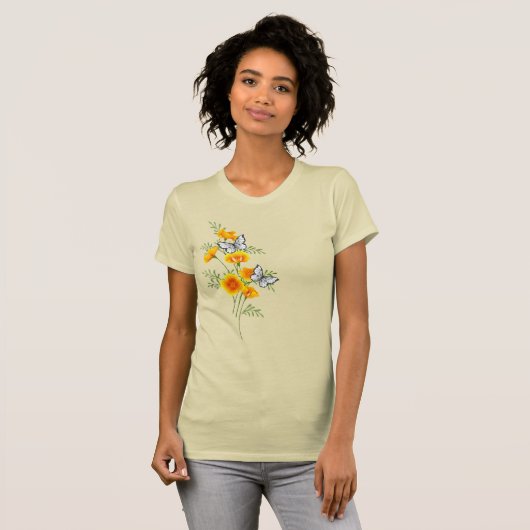 Californische pap met Butterflies Floral T-shirt (Voorkant volledig)