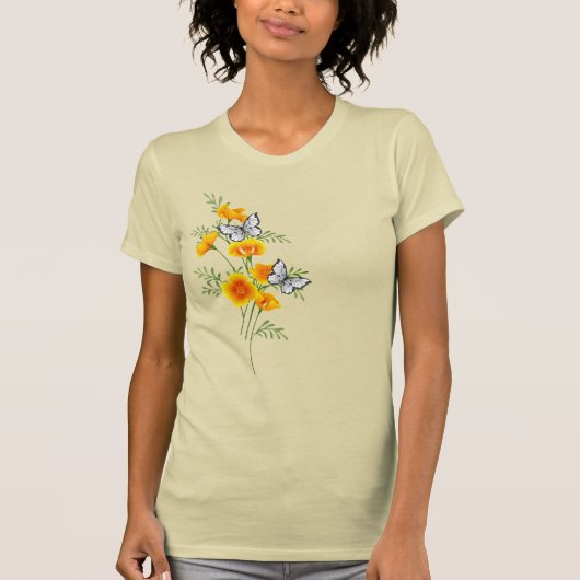 Californische pap met Butterflies Floral T-shirt (Voorkant)