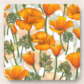 Californische papaver bier onderzetter (Voorkant)