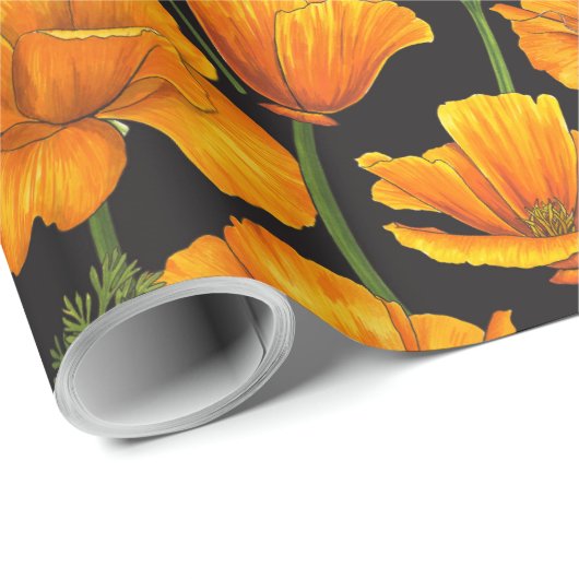 Californische papaver cadeaupapier (Rol Hoek)