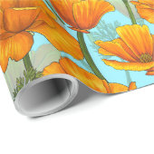 Californische papaver cadeaupapier (Rol Hoek)