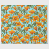 Californische papaver cadeaupapier (Vlak)