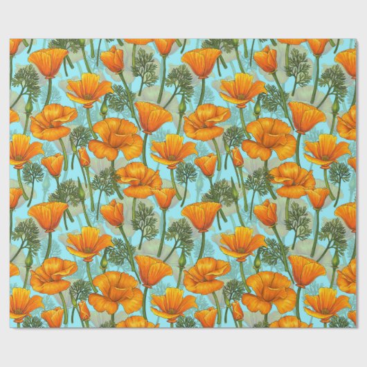 Californische papaver cadeaupapier (Vlak)