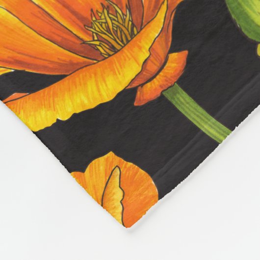 Californische papaver fleece deken (Hoek)