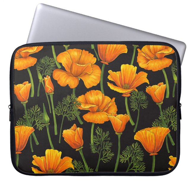 Californische papaver laptop sleeve (Voorkant)
