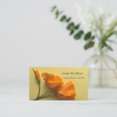 Californische papaver op gele en witte poka-stippe visitekaartje (Staand voorkant)