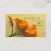 Californische papaver op gele en witte poka-stippe visitekaartje (Achterkant)