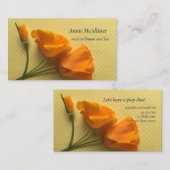 Californische papaver op gele en witte poka-stippe visitekaartje (Voorkant / Achterkant)