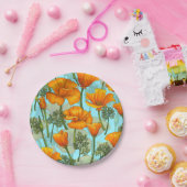 Californische papaver papieren bordje (Feest)