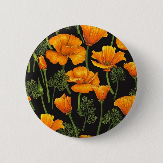 Californische papaver ronde button 5,7 cm (Voorkant)