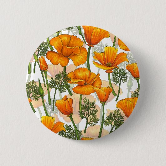 Californische papaver ronde button 5,7 cm (Voorkant)