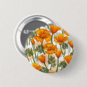 Californische papaver ronde button 5,7 cm (Voorkant /achterkant)