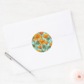 Californische papaver ronde sticker (Envelop)