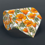 Californische papaver stropdas<br><div class="desc">Handgetekend patroon met Californische poppies</div>