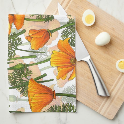 Californische papaver theedoek (Quarter Fold)