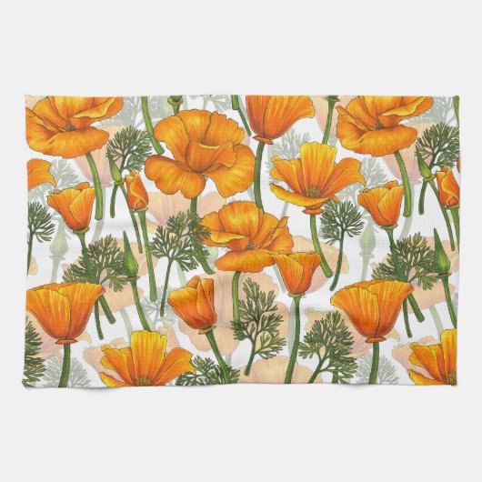 Californische papaver theedoek (Horizontaal)