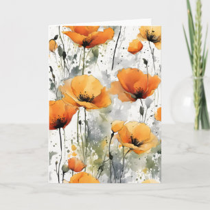 Californische papaver - Watercolor bloemen Kaart