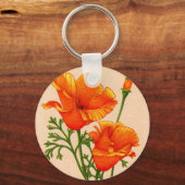 Californische papaverpapaver in het sinaasappel sleutelhanger (Voorkant)