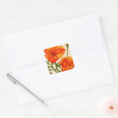 Californische papaverpapaver in het sinaasappel vierkante sticker (Envelop)