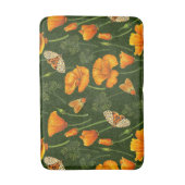 Californische papavers en motten op donkergroen badmat (Voorkant Verticaal)