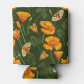 Californische papavers en motten op donkergroen blikjeskoeler (Achterkant)