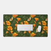 Californische papavers en motten op donkergroen bureaumat (Keyboard & Muis)