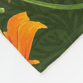 Californische papavers en motten op donkergroen fleece deken (Hoek)