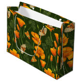 Californische papavers en motten op donkergroen groot cadeauzakje (Voorkant Gekanteld)