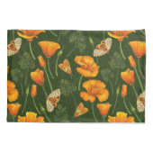 Californische papavers en motten op donkergroen kussensloop (Achterkant-Links)