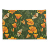 Californische papavers en motten op donkergroen kussensloop (Achterkant-Rechts)