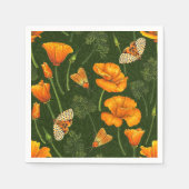Californische papavers en motten op donkergroen servet (Voorkant)
