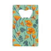 Californische papavers en motten op jade creditkaart flessenopener (Voorkant)