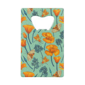 Californische papavers en motten op jade creditkaart flessenopener (Achterkant)