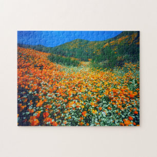 Californische papavers en popcorn-bloemen legpuzzel