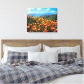 Californische papavers voor een heuvel canvas afdruk (Insitu (Slaapkamer))