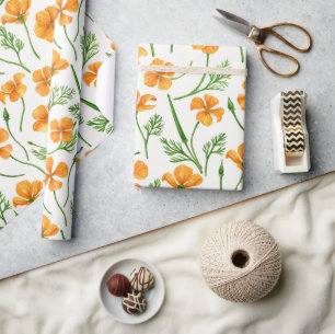 Californische papavers, zomerbloemen, oranje wil cadeaupapier