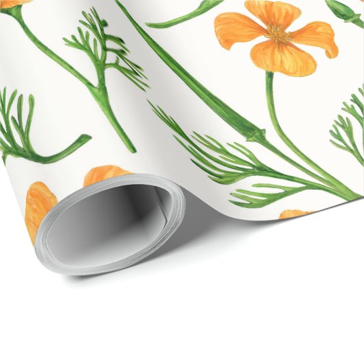Californische papavers, zomerbloemen, oranje wil cadeaupapier (Rol Hoek)